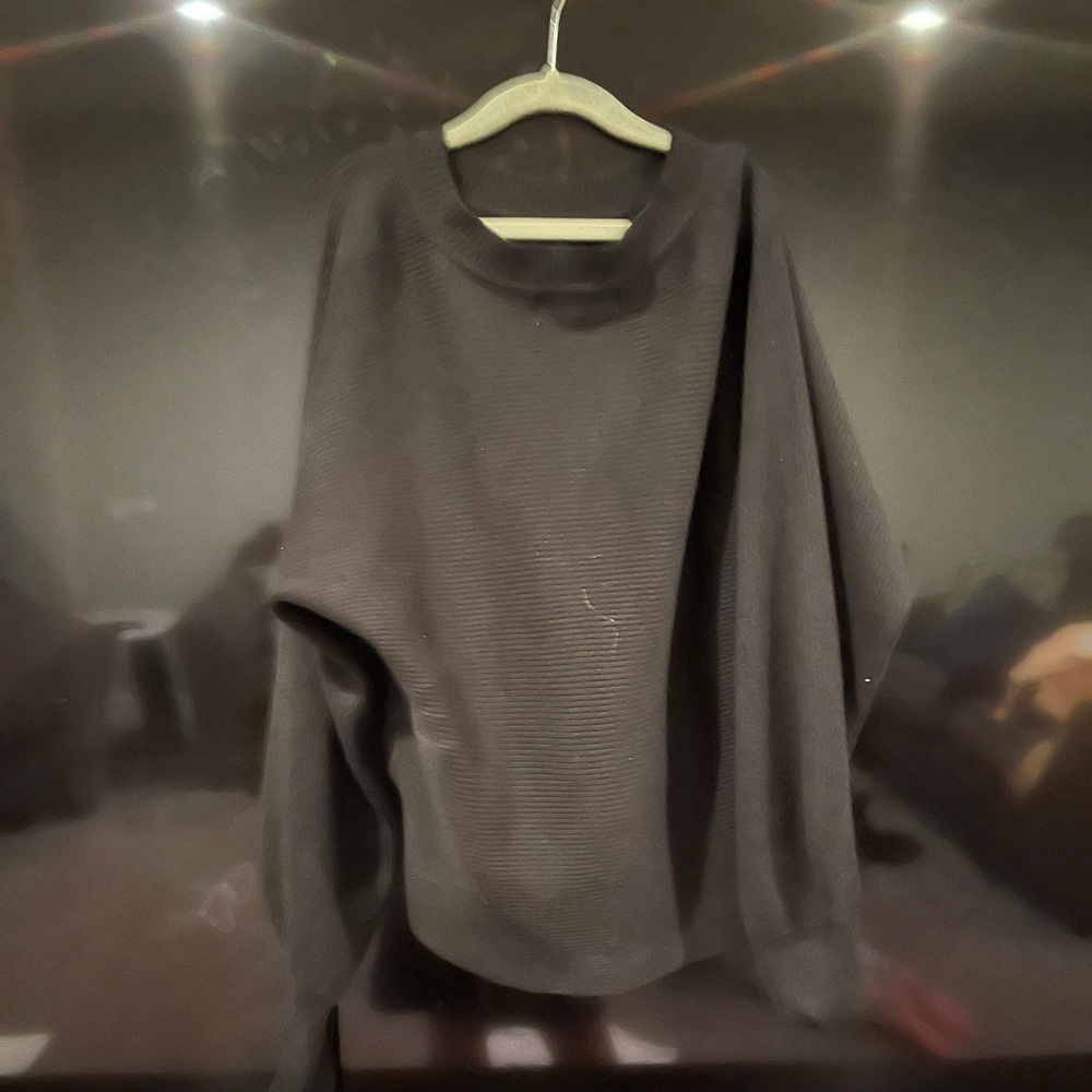Pink Rose Black Crew Neck Sweater